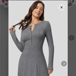 Halara Long Sleeve Maxi Dress - Dark Gray Floral Yarn, Large